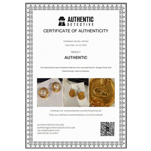 Chanel Vintage Gold and Pearl Clip On Earrings with COA - Picture 7 of 7